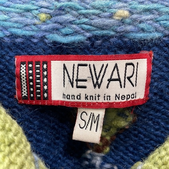 Newari colorful ribbed raised lusekofte sweater cardigan islandic design 3d knit - Picture 2 of 10